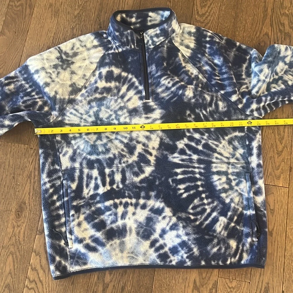 J.Crew Nordic Blue Tie Dye Polar Fleece Pullover Men’s Size Extra Large - Picture 3 of 8